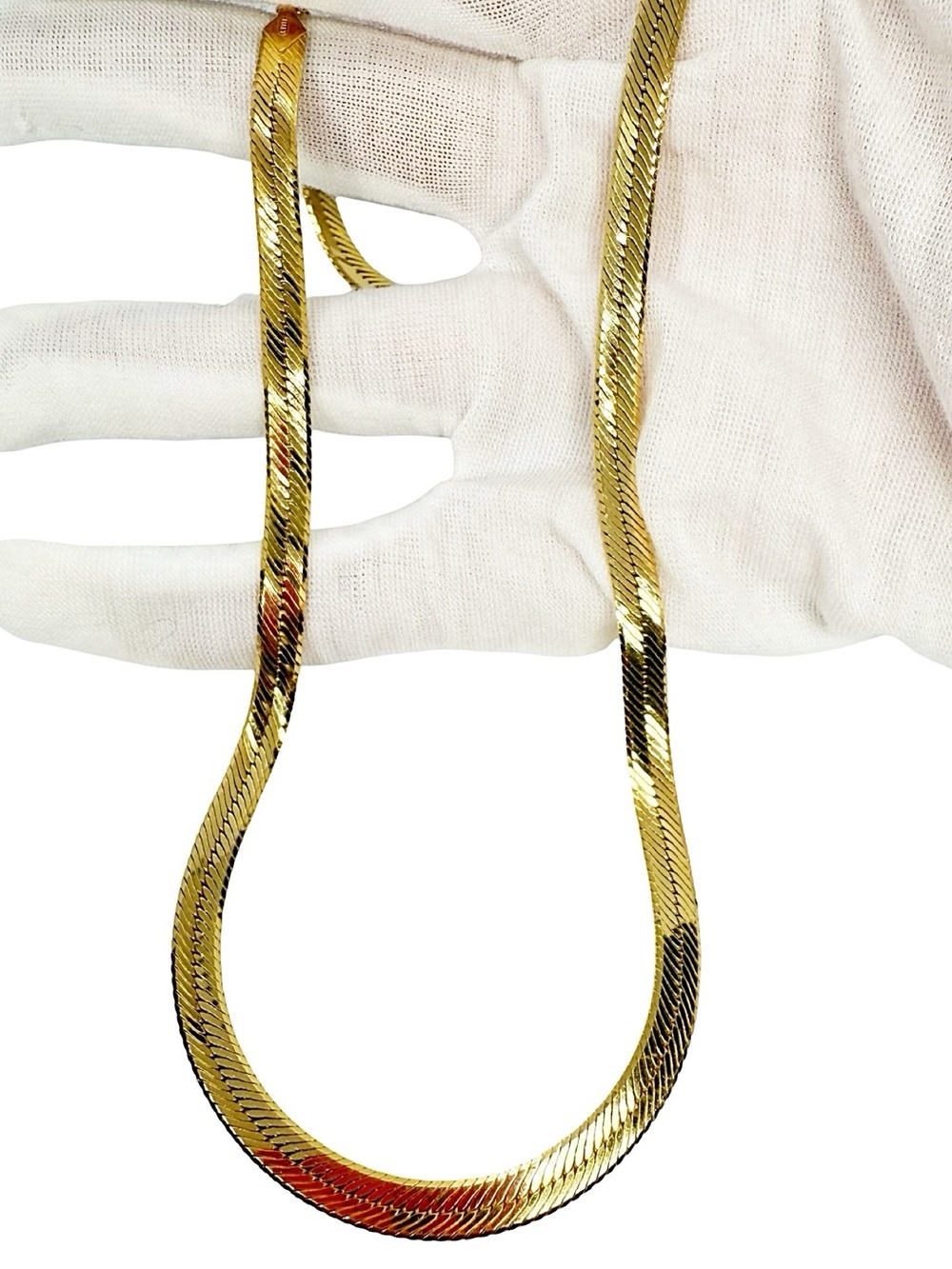 14k Yellow Gold Italian Herringbone Chain Necklace!